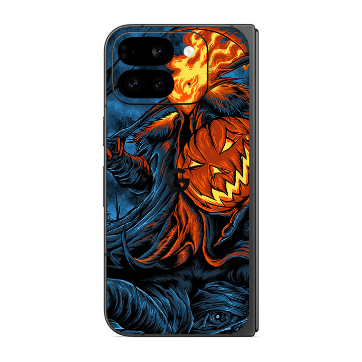 Pixel 9 Pro Fold Artist Series Flaming Pumpkin Skin