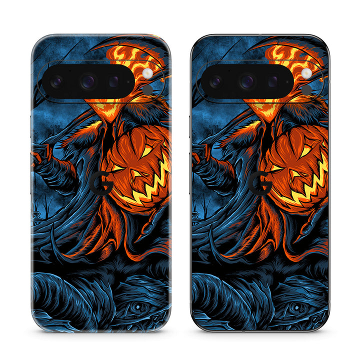 Pixel 9 Pro Artist Series Flaming Pumpkin Skin