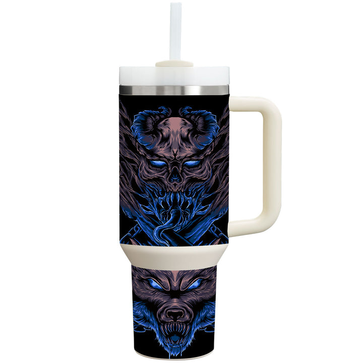 Stanley Personalized Tumbler Artist Series Skull Wolf Skin