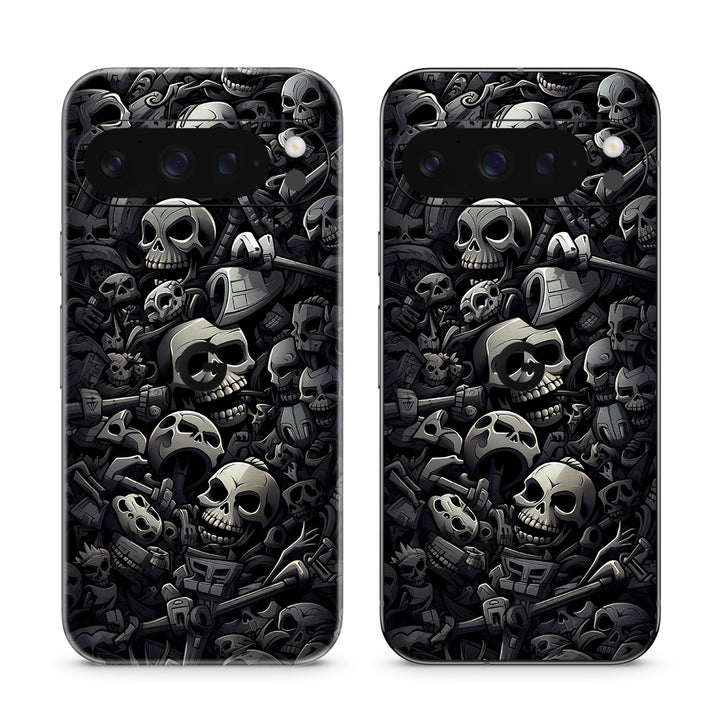 Pixel 9 Pro Designer Series Black Skulls Skin