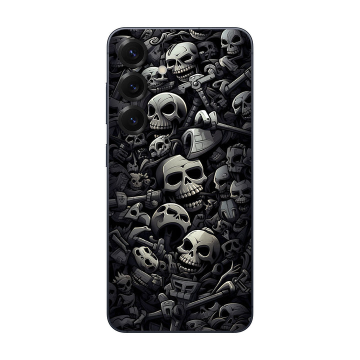 Galaxy S25 Designer Series Black Skulls Skin