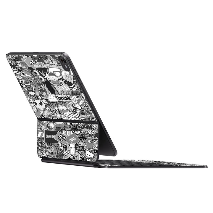 Magic Keyboard for iPad Pro 11" (M4) Designer Series Monochrome StickerBomb Skin