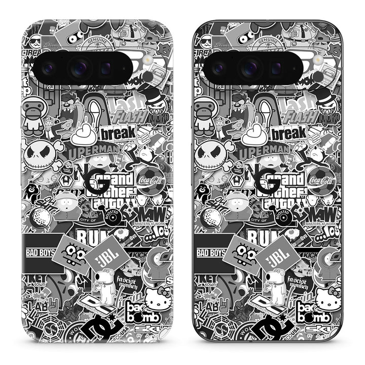 Pixel 9 Pro XL Designer Series Monochrome StickerBomb Skin