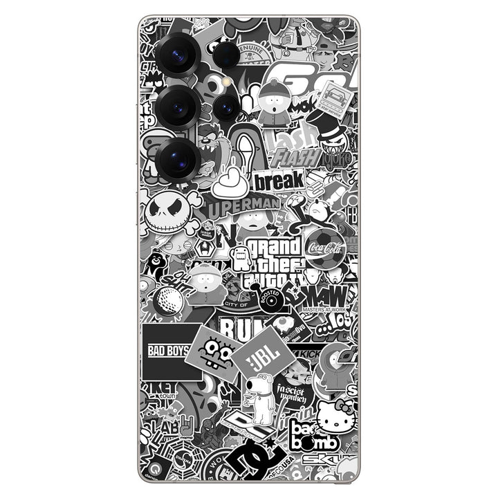 Galaxy S25 Ultra Designer Series Monochrome StickerBomb Skin