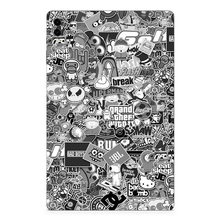 Galaxy Tab S9 Ultra Designer Series Monochrome StickerBomb Skin