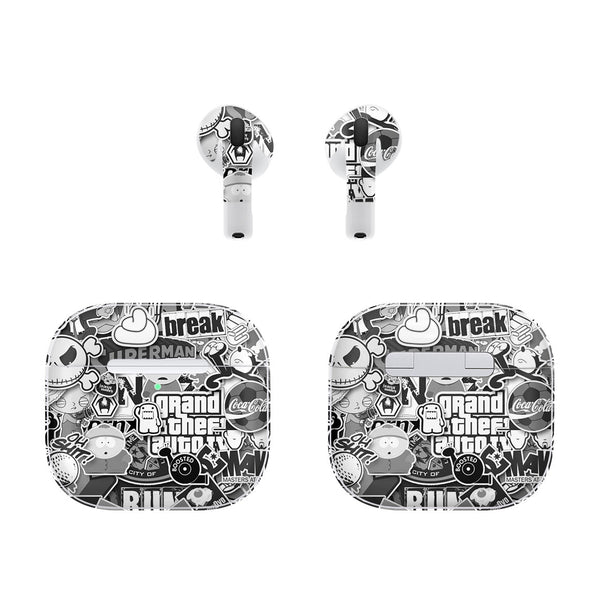 AirPods 4 Designer Series Monochrome StickerBomb Skin