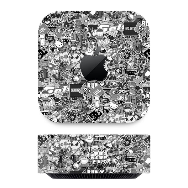 Mac Mini M4 Designer Series Monochrome StickerBomb Skin