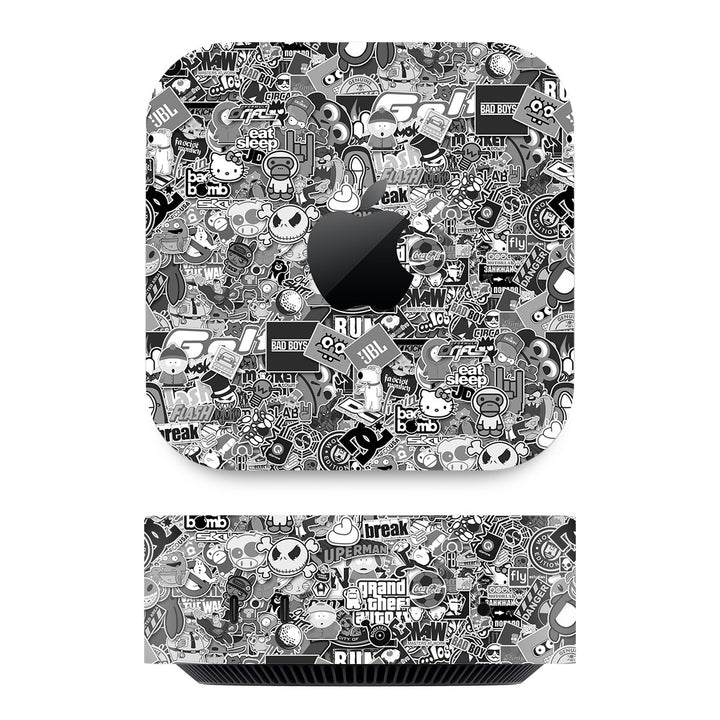 Mac Mini M4 Designer Series Monochrome StickerBomb Skin