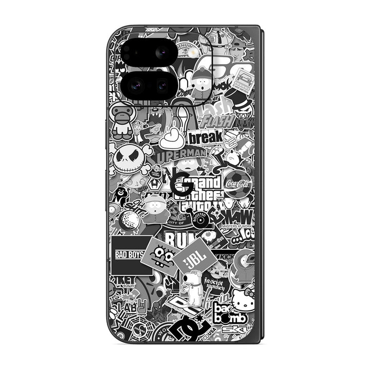 Pixel 9 Pro Fold Designer Series Monochrome StickerBomb Skin