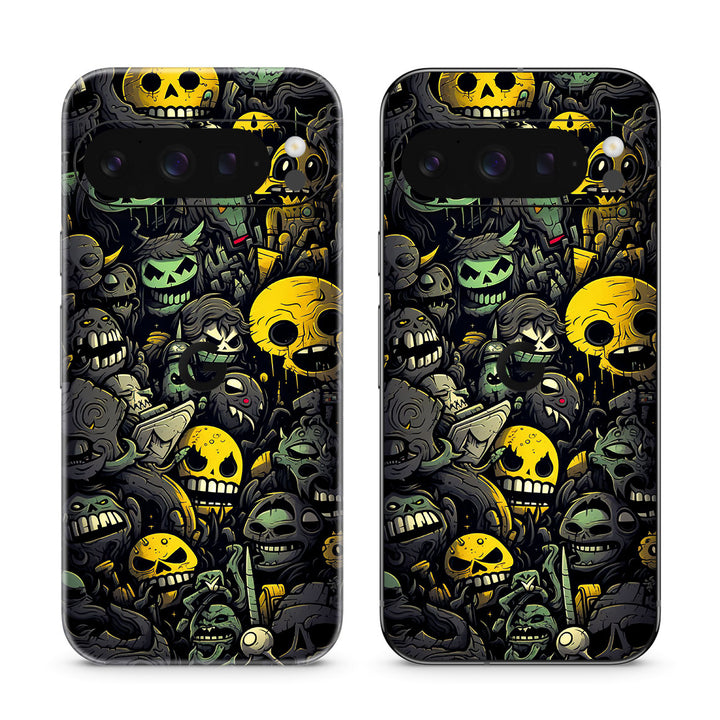 Pixel 9 Pro Designer Series Yellow Skulls Skin