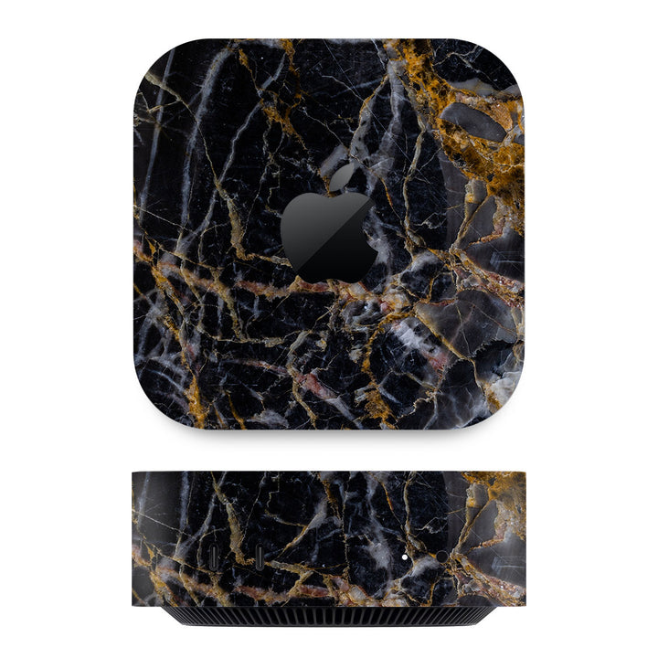 Mac Mini M4 Marble Series Black Gold Skin