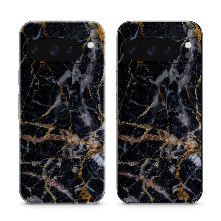 Pixel 9 Pro Marble Series Black Gold Skin