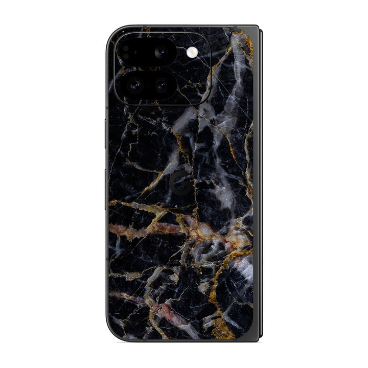 Pixel 9 Pro Fold Marble Series Black Gold Skin