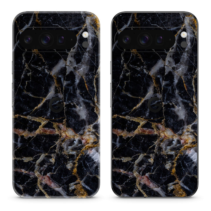 Pixel 9 Pro XL Marble Series Black Gold Skin