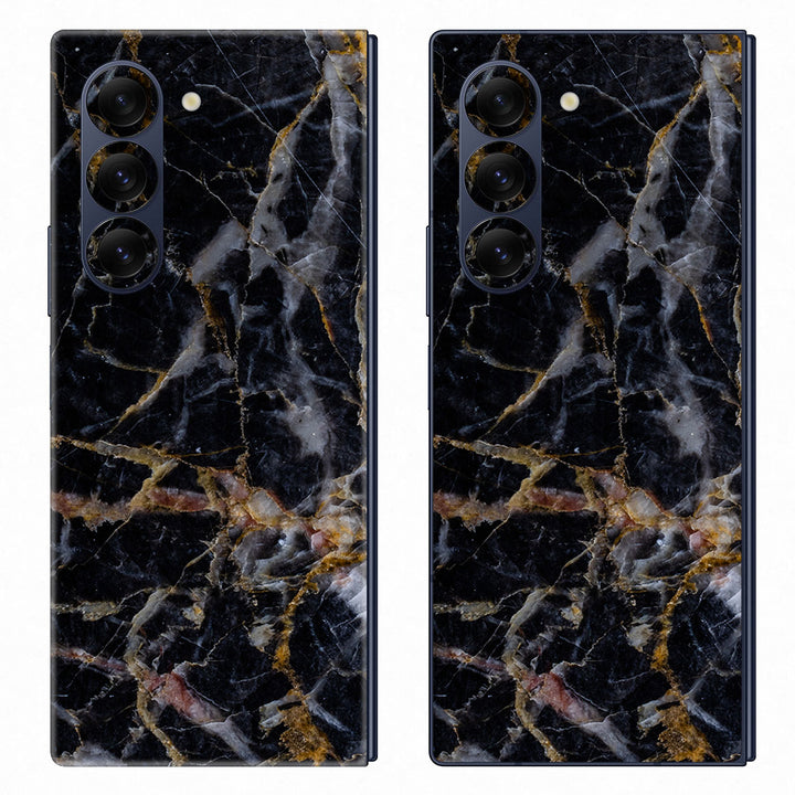 Galaxy Z Fold 6 Marble Series Black Gold Skin