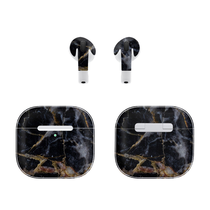 AirPods 4 Marble Series Black Gold Skin