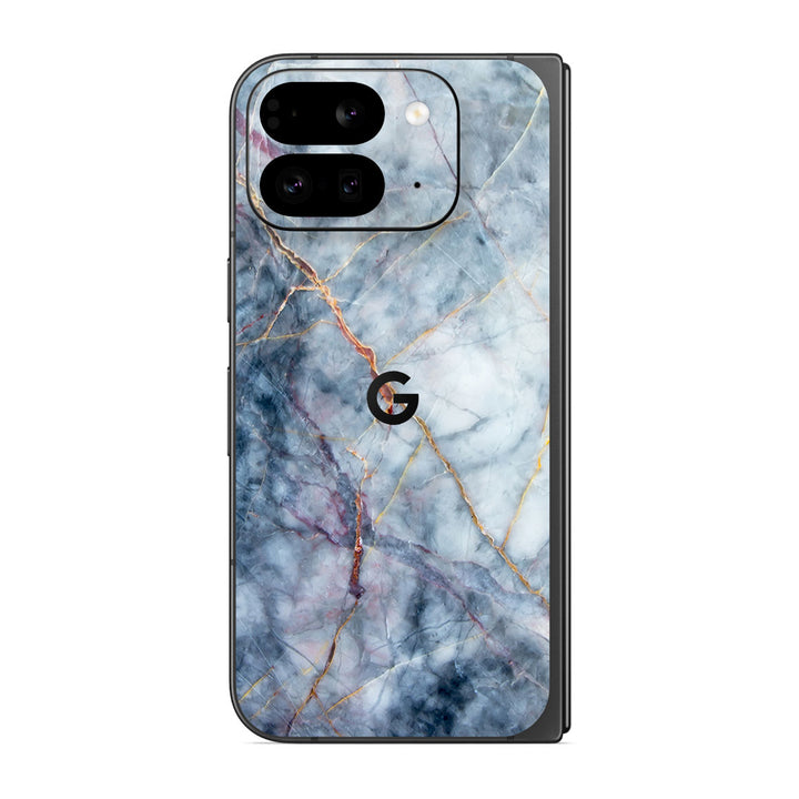 Pixel 9 Pro Fold Marble Series Blue Gold Skin