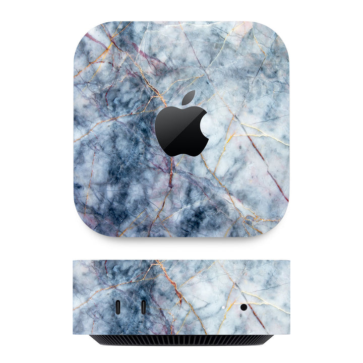 Mac Mini M4 Marble Series Blue Gold Skin