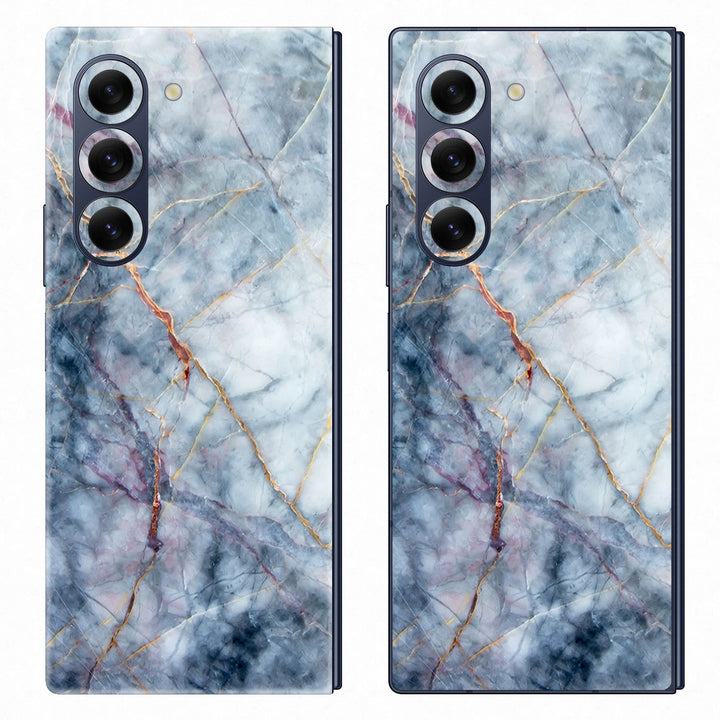 Galaxy Z Fold 6 Marble Series Blue Gold Skin