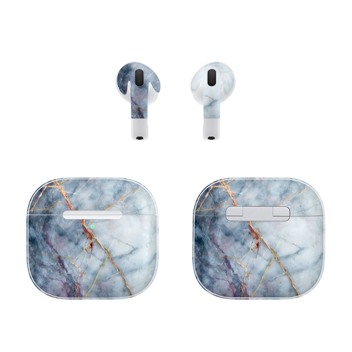 AirPods 4 Marble Series Blue Gold Skin