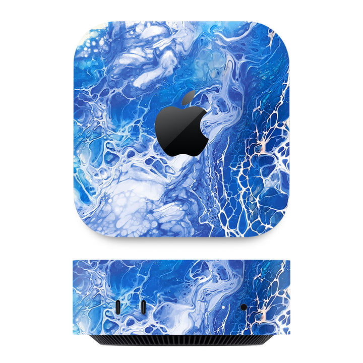 Mac Mini M4 Oil Paint Series Blue Waves Skin