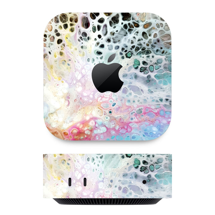 Mac Mini M4 Oil Paint Series Rainbow Waves Skin