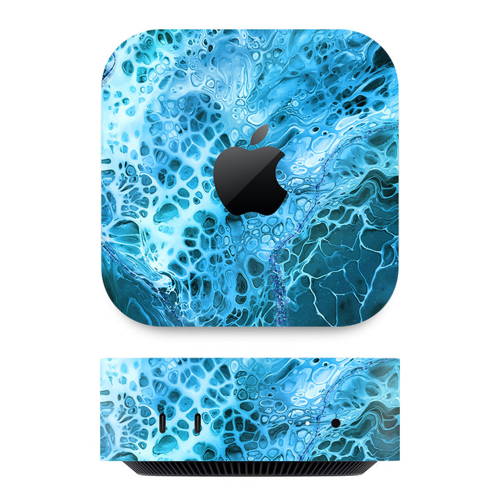 Mac Mini M4 Oil Paint Series Teal Waves Skin