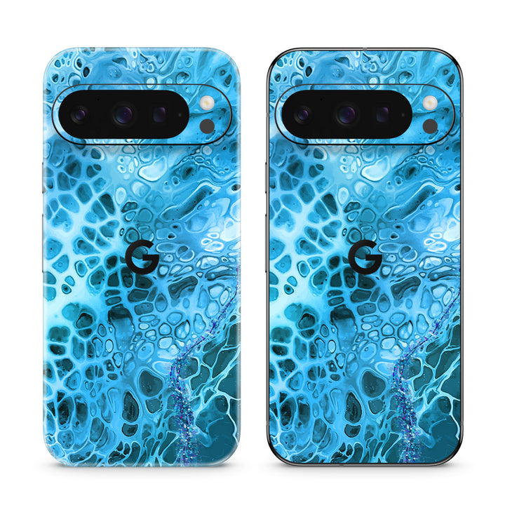 Pixel 9 Pro Oil Paint Series Teal Waves Skin